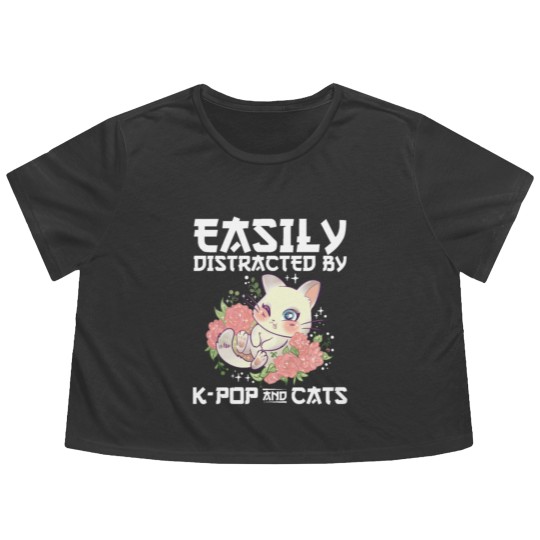 Discover K-Pop Cats Sayings | Korean Pop Cat Pet K Pop Gift Flowy Cropped Tees