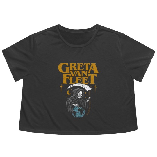 Discover Greta Van Fleet Flowy Cropped Tees, Retro Greta Van Flowy Cropped Tees, Dream In Gold Tour 2023 Flowy Cropped Tees