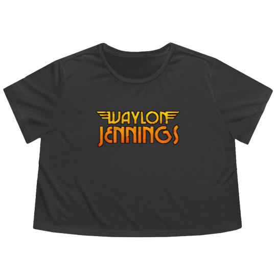 Discover Waylon text orange - Waylon Jennings - Flowy Cropped Tees