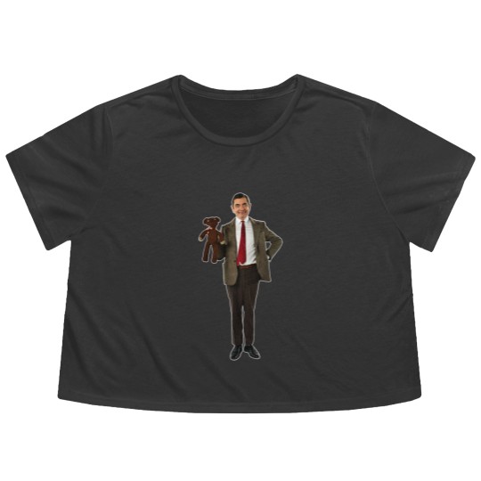 Discover Mr Bean, Funny Mr Bean with Teddy Bear Flowy Cropped Tees