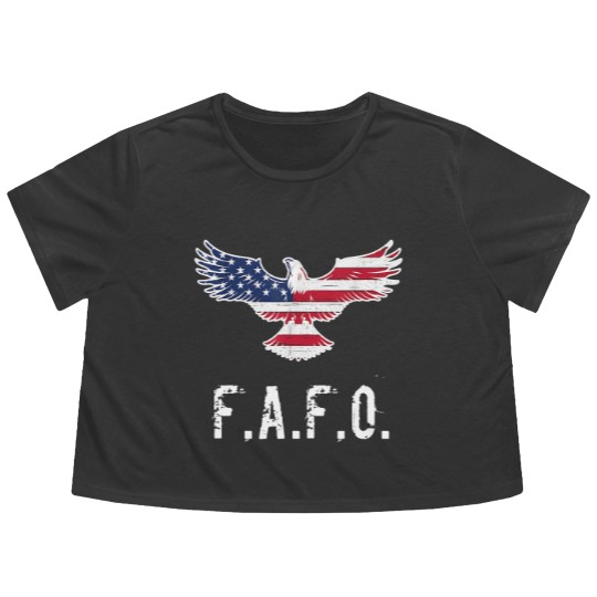 Discover Patriotic American Flag Eagle FAFO / F.A. & F.O. B Zip Flowy Cropped Tees