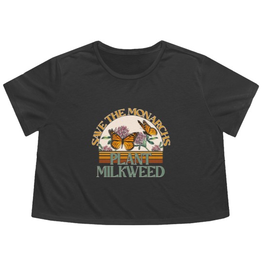 Discover Retro Save The Monarchs Plant Milkweed Butterfly Flowy Cropped Tees For Women With Flower,Butterfly Flowy Cropped Tees