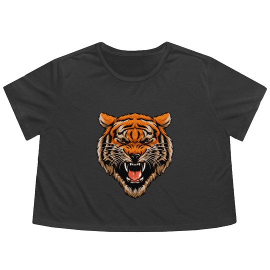 Discover tiger head - Roaring Tiger - Flowy Cropped Tees