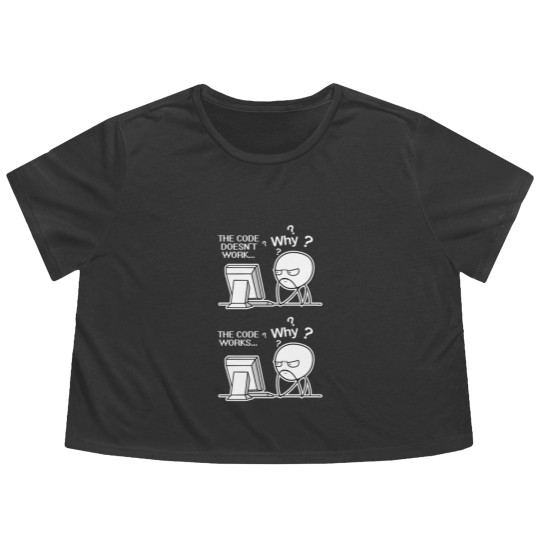 Discover Funny Programmer Code Works Why Meme Flowy Cropped Tees