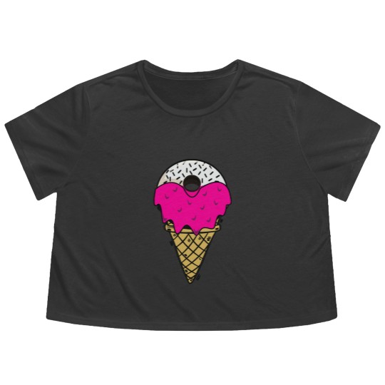 Discover Donut Ice Cream Melting donut ice cream Flowy Cropped Tees