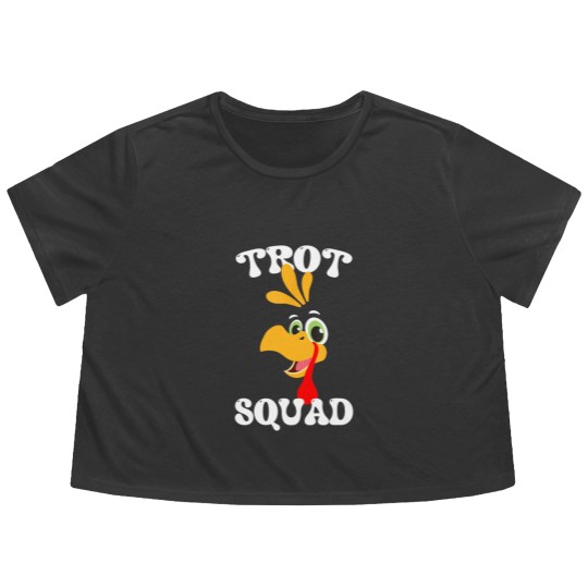 Discover Trot Squad Funny Turkey Trot Matching Thanksgiving 2023 Flowy Cropped Tees