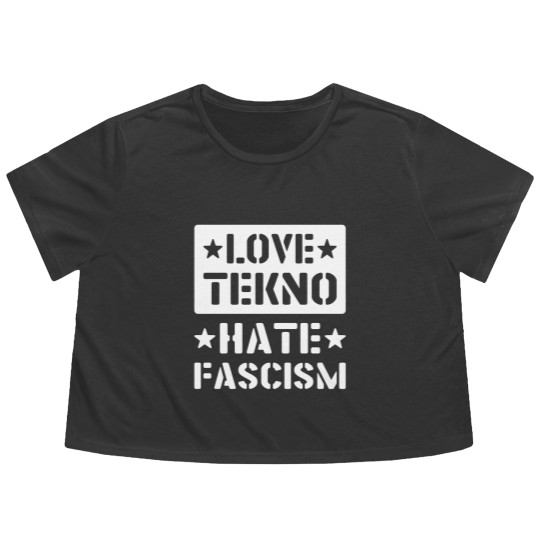 Discover 23NO006 - love tekno hate fascism Flowy Cropped Tees