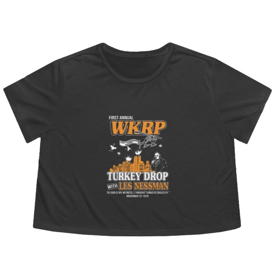 Discover Les Nessman Flowy Cropped Tees Funny Thanksgiving Movie Flowy Cropped Tees DMN Flowy Cropped Tees Black