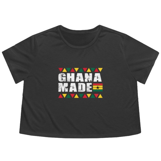Discover Ghana Made Black Star Country Flag Flowy Cropped Tees
