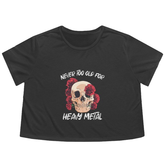 Discover Skull with Red Roses Heavy Metal Hard Rock - Vintage Heavy Metal - Flowy Cropped Tees