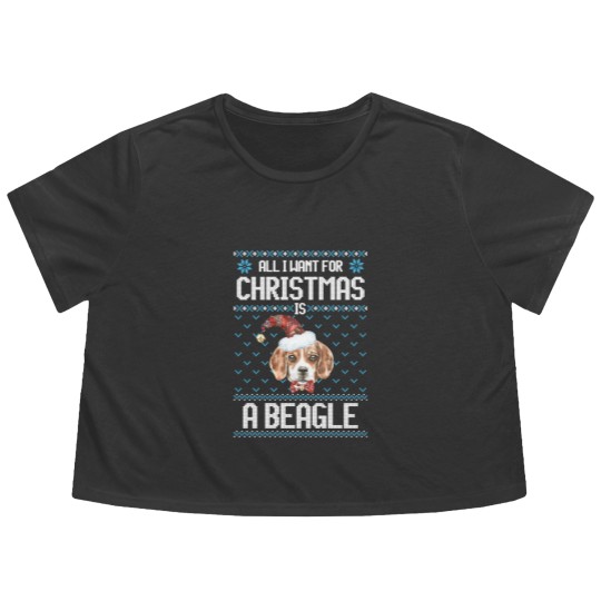 Discover All I want for Christmas is a beagle Flowy Cropped Tees