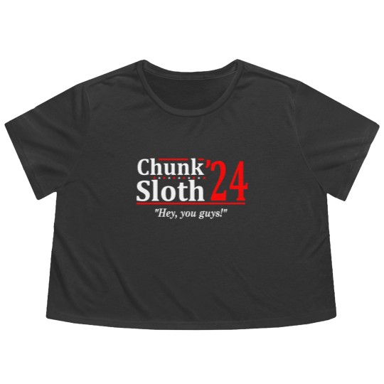 Discover Chunk and Sloth '24 - election funny 80s retro humor Flowy Cropped Tees
