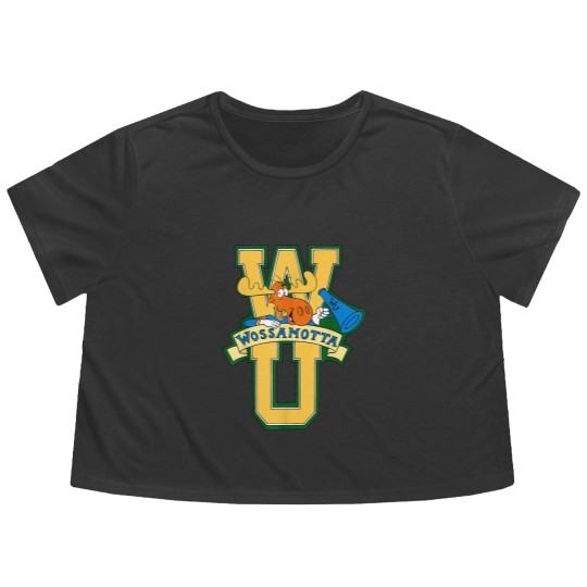 Discover Rocky and Bullwinkle Wossamotta U Logo Flowy Cropped Tees