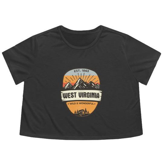 Discover West Virginia Wild And Wonderful Vintage Retro Mou Flowy Cropped Tees