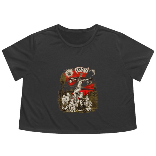 Discover Vintage 1991 Ozzy Osbourne Cross Graphic Flowy Cropped Tees