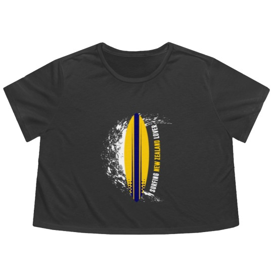 Discover Surfing New Zealand Lover Flowy Cropped Tees