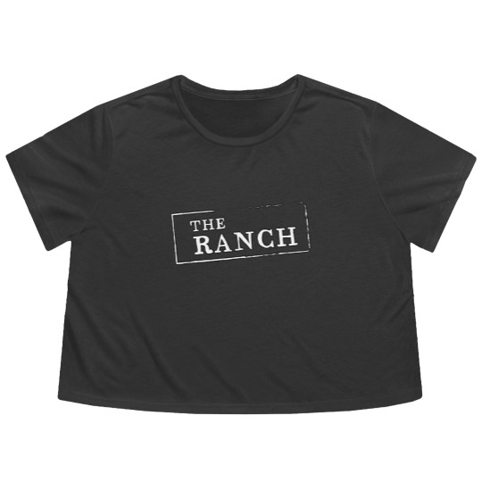 Discover The Ranch White Writing Fitted Scoop Flowy Cropped Tees