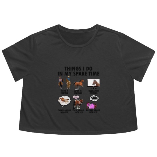 Discover Horse Lover Flowy Cropped Tees | Gift For Horse Lover | Things I Do In Spare Time Flowy Cropped Tees