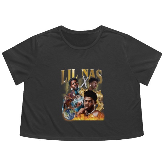 Discover Lil nas X Flowy Cropped Tees, Lil nas X Vintage Bootleg Flowy Cropped Tees, Lil nas X Vintage Retro Graphic Flowy Cropped Tees