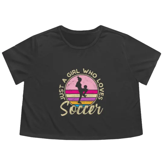 Discover just a girl who loves soccer women retro vintage soccer t Flowy Cropped Tees