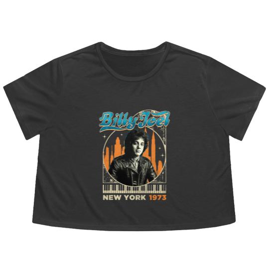 Discover Billy Joel New York 1973 Flowy Cropped Tees, Gift For Billy Joel Fans