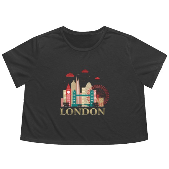 Discover London Souvenir London Souvenir City Vintage British U K Flowy Cropped Tees