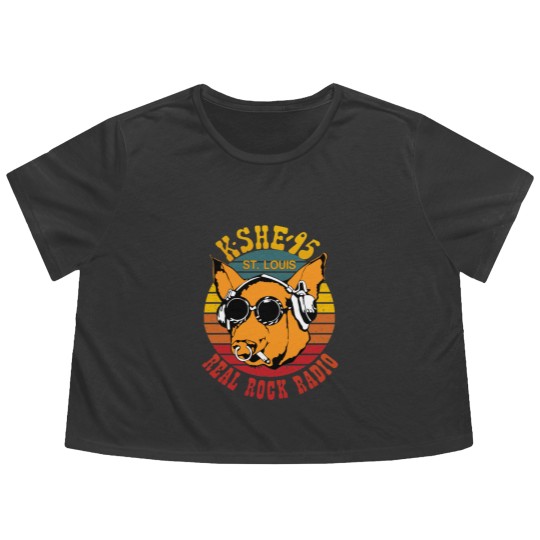 Discover Real Rock Radio Retro Flowy Cropped Tees