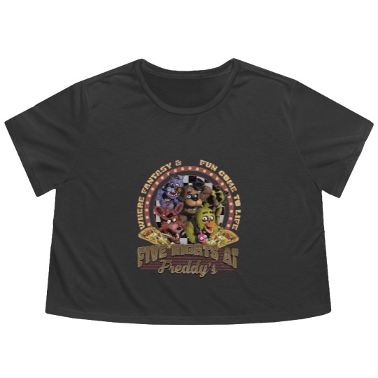 Discover Five Nights at Freddy Flowy Cropped Tees, Freddy Fazbear Bonnie Chica Foxy Flowy Cropped Tees, Fnaf Flowy Cropped Tees