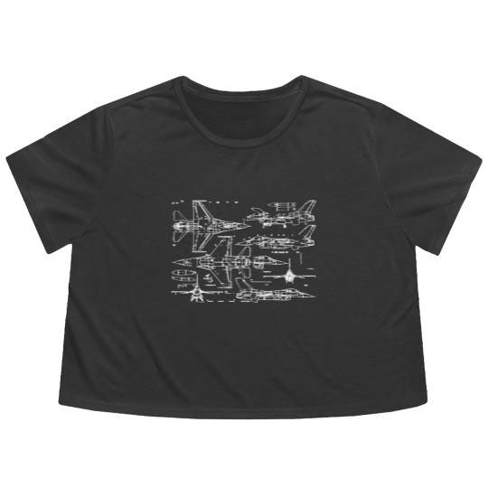 Discover F16 Jet Aircraft Fighter Jet Blueprint Design Flowy Cropped Tees