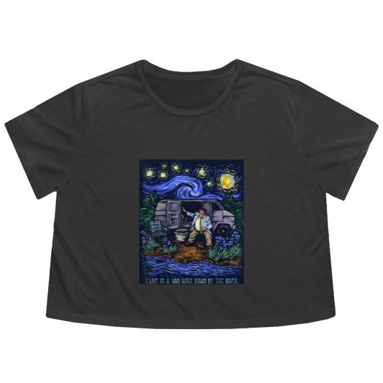 Discover i live in a van gogh down by the river t Flowy Cropped Tees