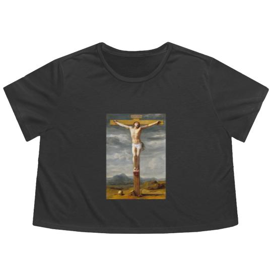 Discover JESUS, CROSS, JESUS CROSS, CRUCIFIXION, EUSTACHE LE SUEUR, JESUS PUBLIC DOMAIN IMAGES, JESUS CHRIST Flowy Cropped Tees