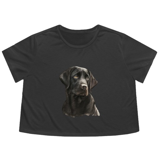 Discover Black Labrador Black Labrador- Black Labrador Head And Shoulders Flowy Cropped Tees