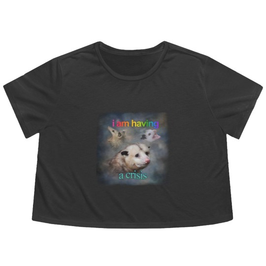 Discover I am having a crisis possum word art Classic Flowy Cropped Tees