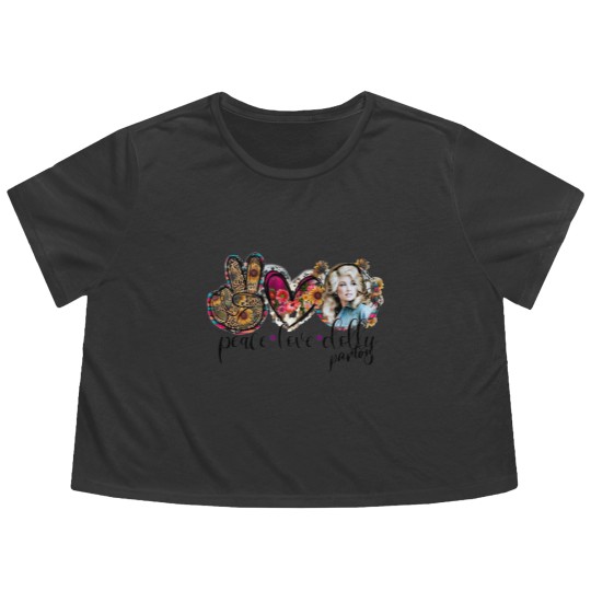 Discover Love Peace & Dolly Parton Unisex Jersey Short Sleeve Flowy Cropped Tees