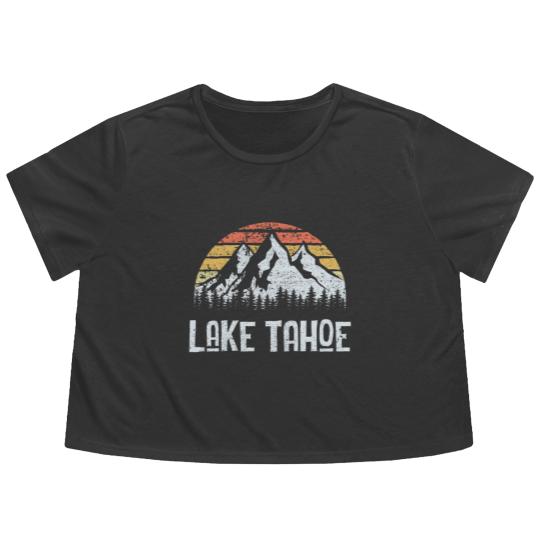 Discover Vintage Retro Lake Tahoe Flowy Cropped Tees