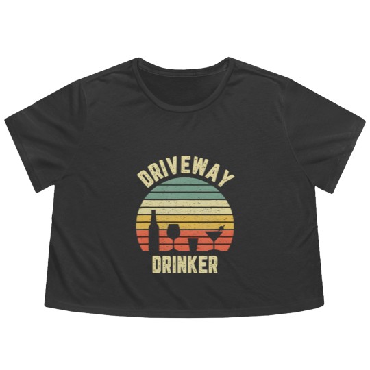 Discover Driveway Drinker Flowy Cropped Tees Retro Vintage Drinking Flowy Cropped Tees