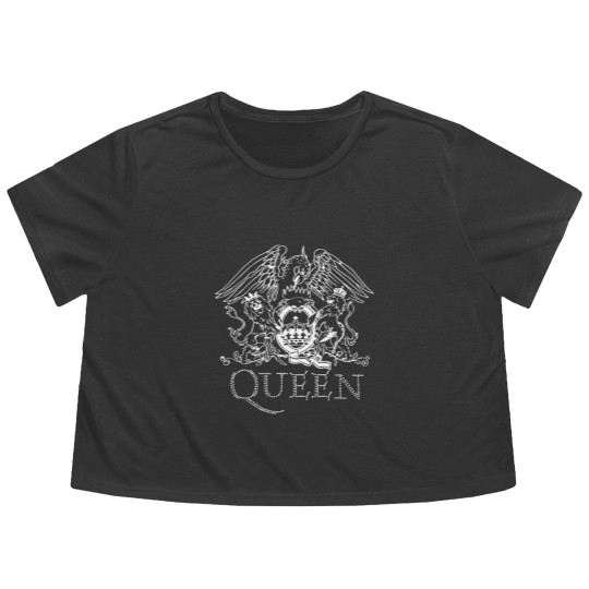 Discover Ladies Queen Crest Diamante Freddie Mercury Flowy Cropped Tees Flowy Cropped Tees