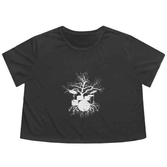 Discover Drumming Drummer Drumset Tree Drums Player Distres Flowy Cropped Tees