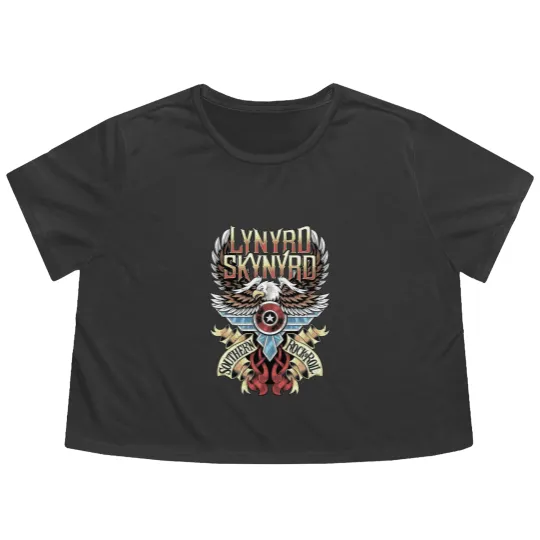 Discover Lynyrd Skynyrd Music Flowy Cropped Tees, Rock Band Music Flowy Cropped Tees
