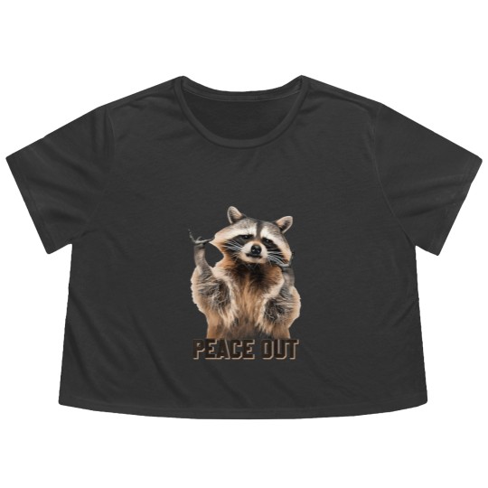 Discover Funny Raccoon Peace Out Sarcastic Raccoon Trashed Panda Flowy Cropped Tees