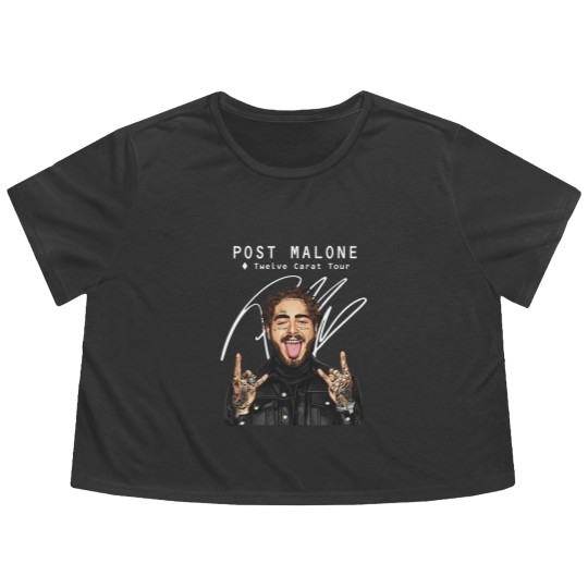 Discover Post Malone 12 Carat Tour Flowy Cropped Tees -  Signed Signature Version - Post Malone Unisex Flowy Cropped Tees Flowy Cropped Tees