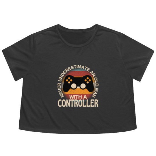 Discover Old Man With A Controller Flowy Cropped Tees