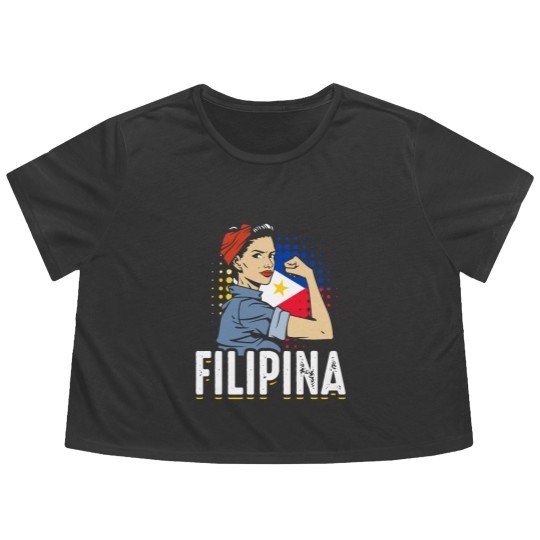 Discover Proud Filipina Woman Girl Philippines Flag Flowy Cropped Tees