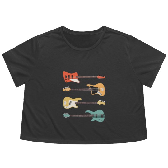 Discover Vintage Bass Guitar - Bassist Rock Music Band Gift Flowy Cropped Tees