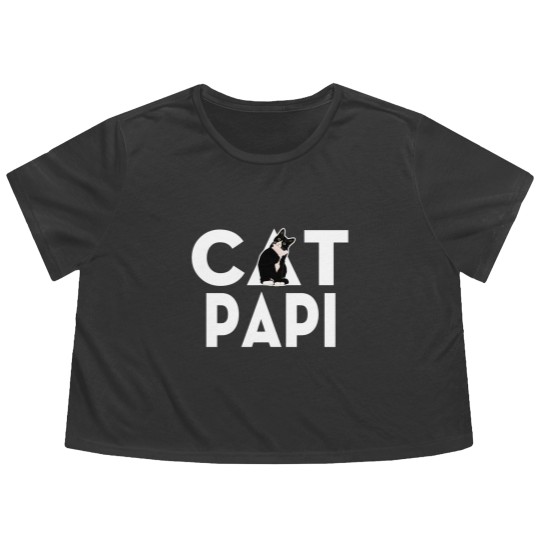 Discover Men's Cat Dad Flowy Cropped Tees for Daddy Funny Father's Day Flowy Cropped Tees Gift PAPI - Mens Cat Dad - Flowy Cropped Tees