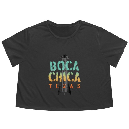 Discover Boca Chica Texas Starship Cool Retro Flowy Cropped Tees