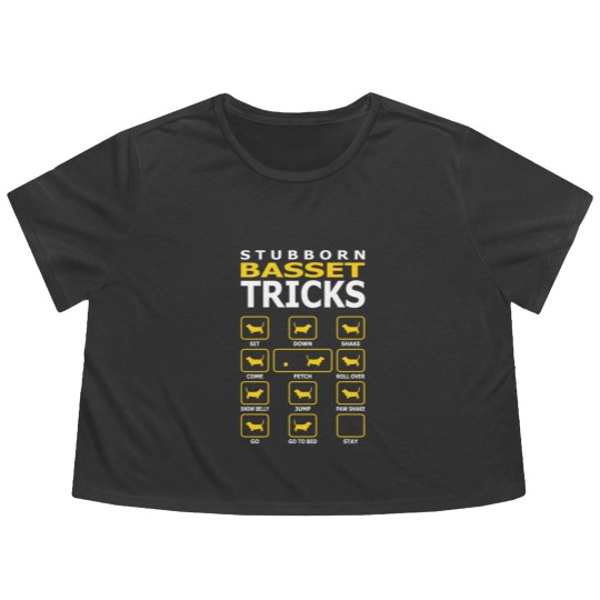Discover Stubborn Basset Dog Tricks Funny Flowy Cropped Tees Flowy Cropped Tees