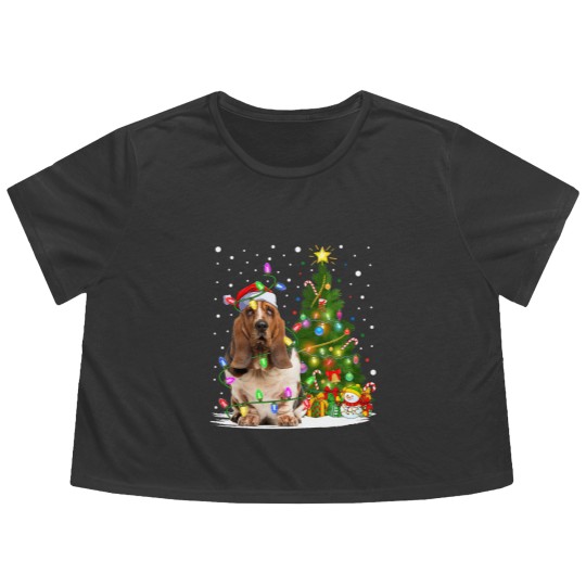 Discover Dog Basset Hound Lighting Xmas Tree Santa Basset Hound Dog Christmas Flowy Cropped Tees