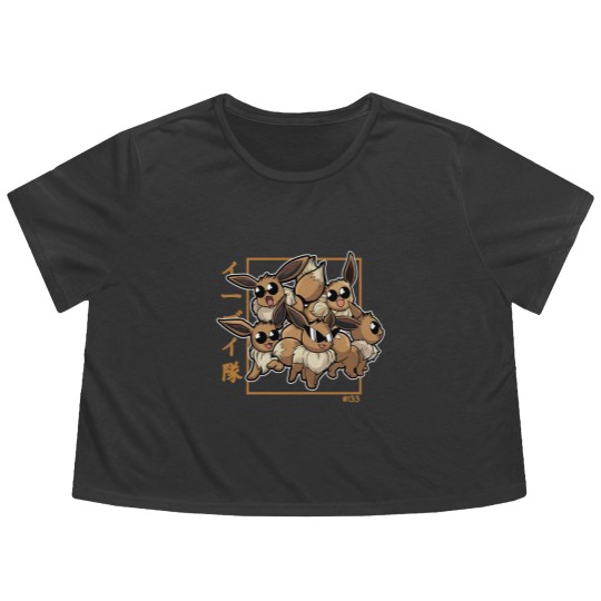 Discover Eevee Squad PKM Flowy Cropped Tees Graphic Flowy Cropped Tees,  Adult Men Unisex Game Cartoon Anime Japanese Umbreo Flowy Cropped Tees