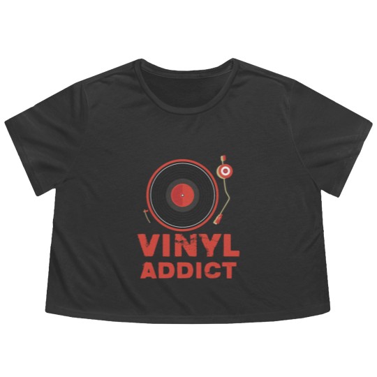 Discover Vinyl Addict Flowy Cropped Tees for Vinyl Turntable DJs Flowy Cropped Tees